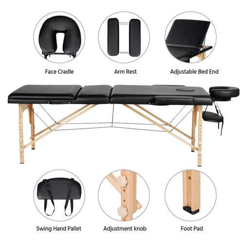 Generic Portable Massage Table with Adjustable Folding Bed and Headrest