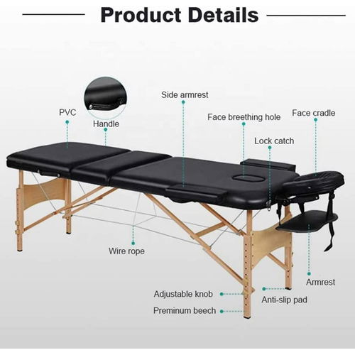 Generic Portable Massage Table with Adjustable Folding Bed and Headrest