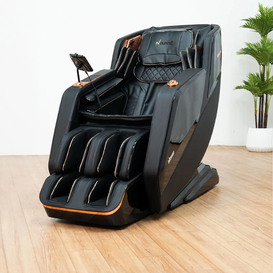 Nourest Lion 4D Dual Core Luxury Full Body Massage Chair with Health Detection - Black