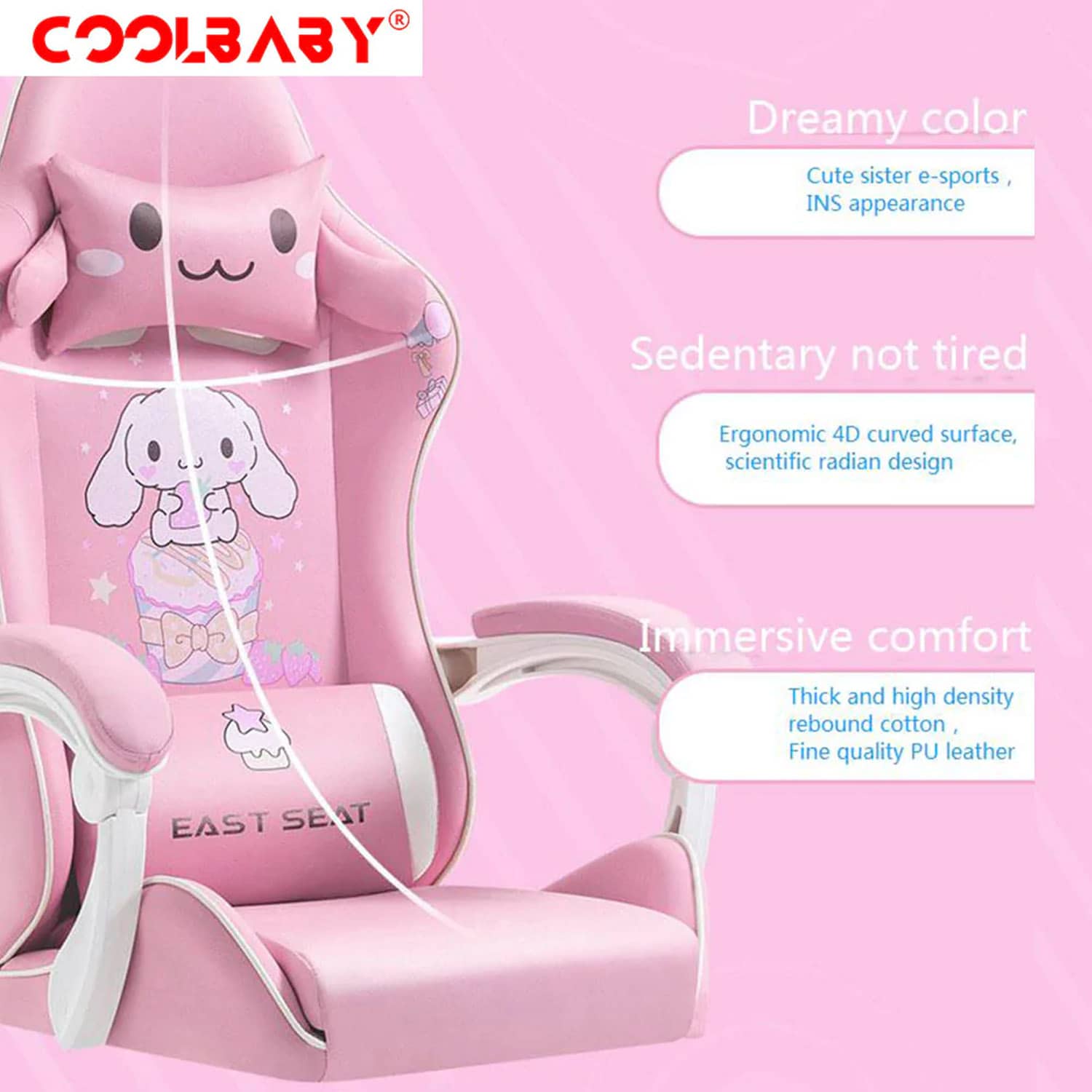 CoolBaby LZM-DJY01 Gaming Esports Chair Ladies - Pink