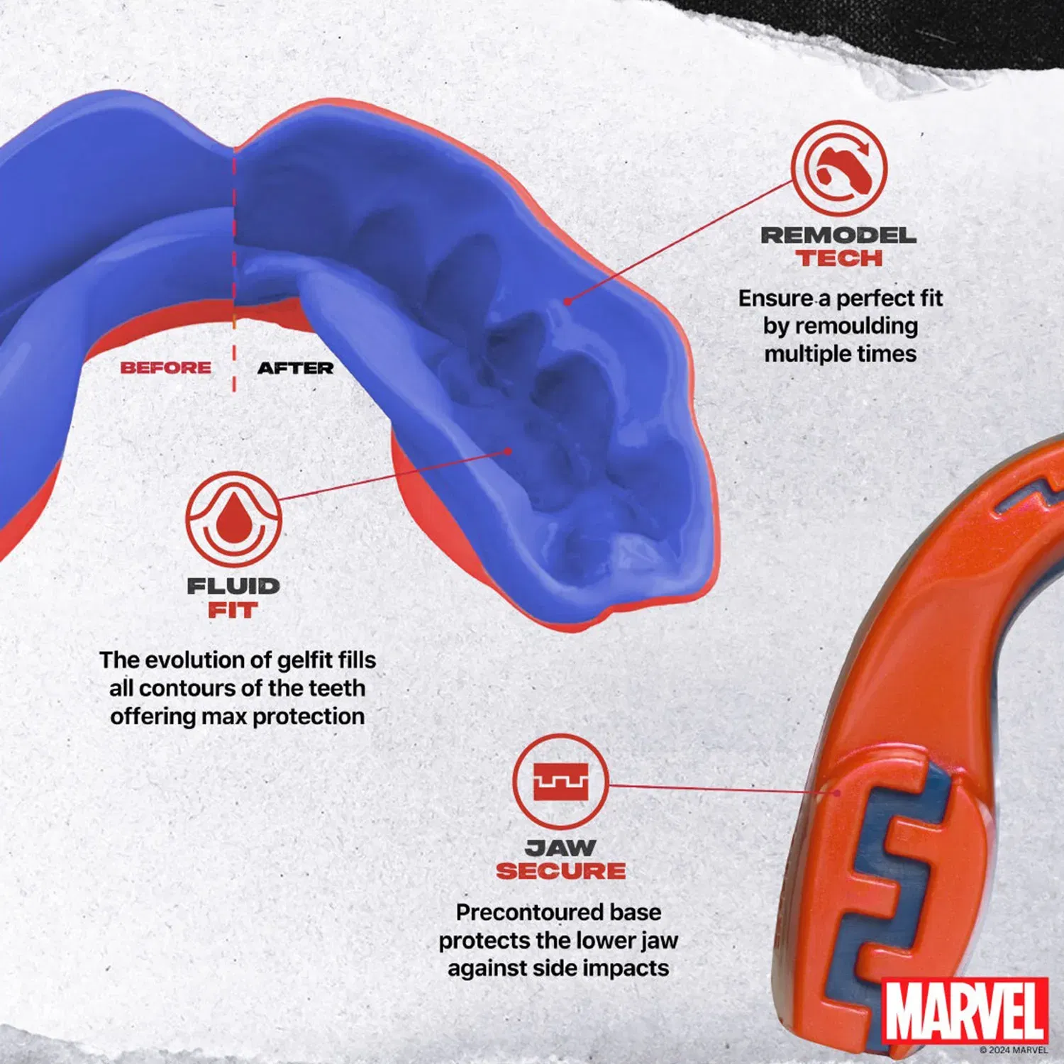 SAFEJAWZ Marvel Captain America Mouthguard Adults (12+)