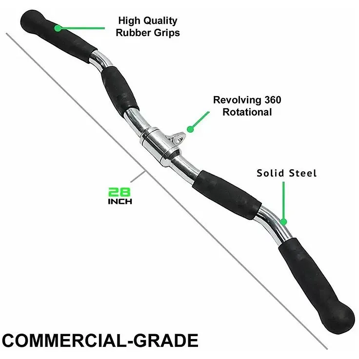 Body Solid Curl Bar Lat Attachment Rotating with Rubber Grips