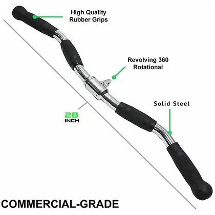 Body Solid Curl Bar Lat Attachment Rotating with Rubber Grips