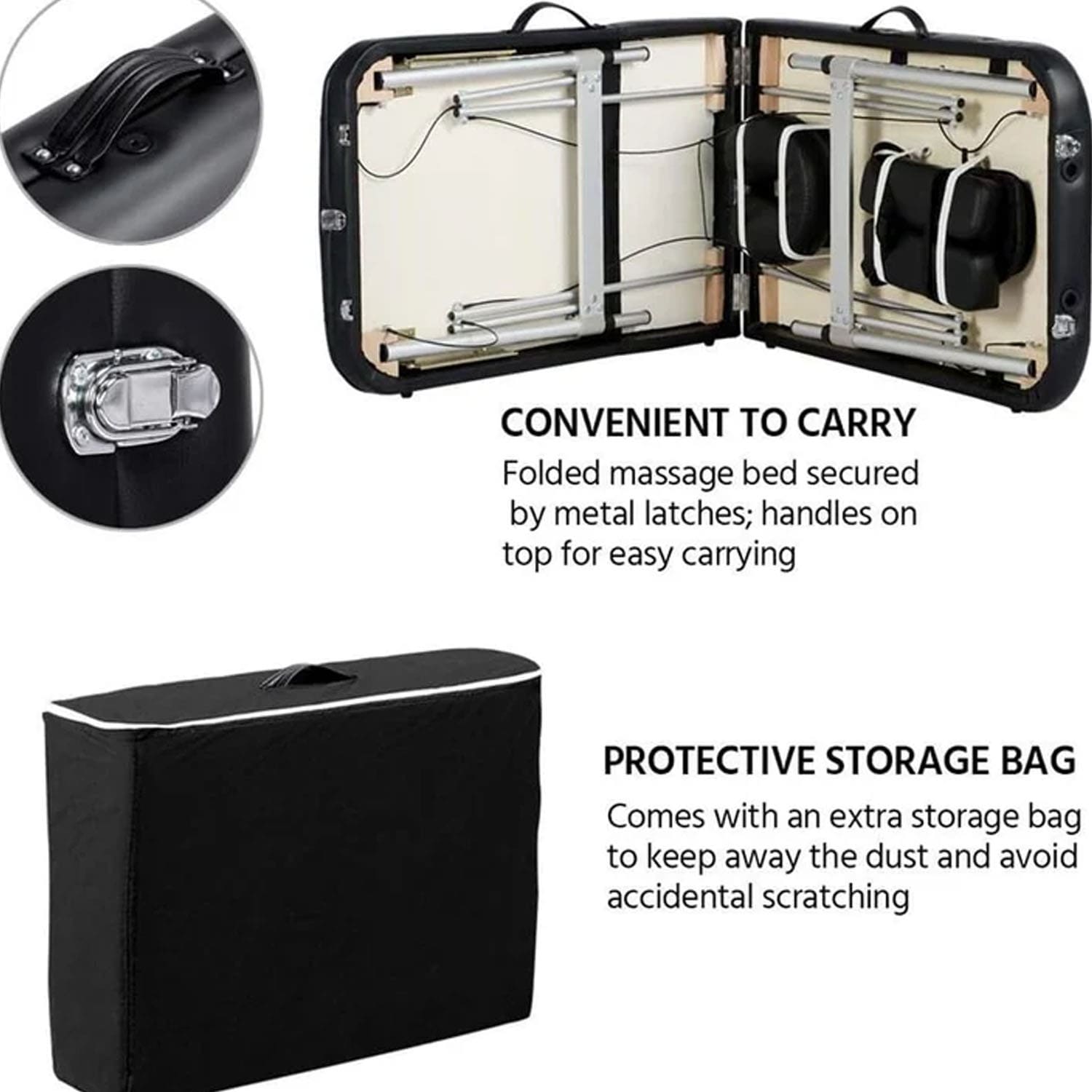 Vox Fitness Three Foldable Massage Bed with Light Weight Aluminum Frame