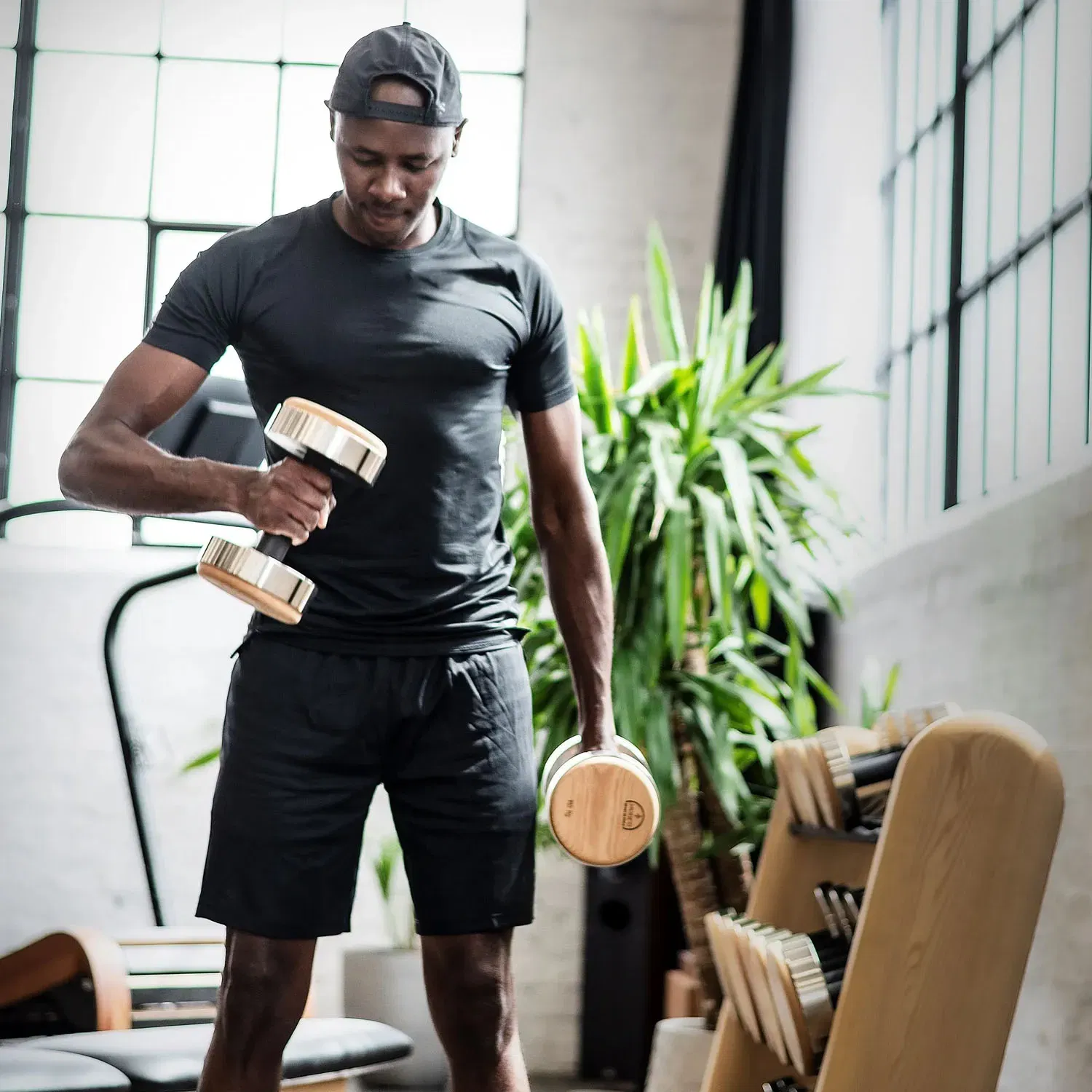 Nohrd Round Dumbbells 5 to 25 kg with Rack - Oak