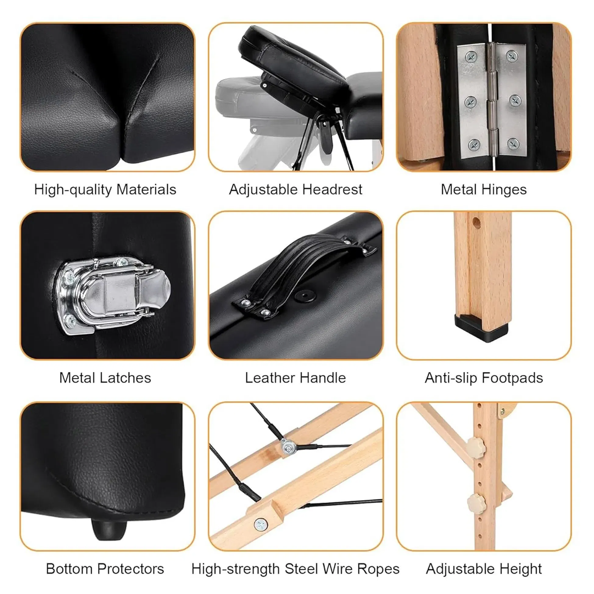 نوريست طاولة تدليك محمولة مع سرير قابل للطي والتعديل ومسند رأس