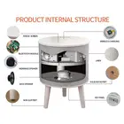 Nourest 4 in 1 Side Table with inbuilt 70W Bluetooth speaker - Touch Control - Light Grey