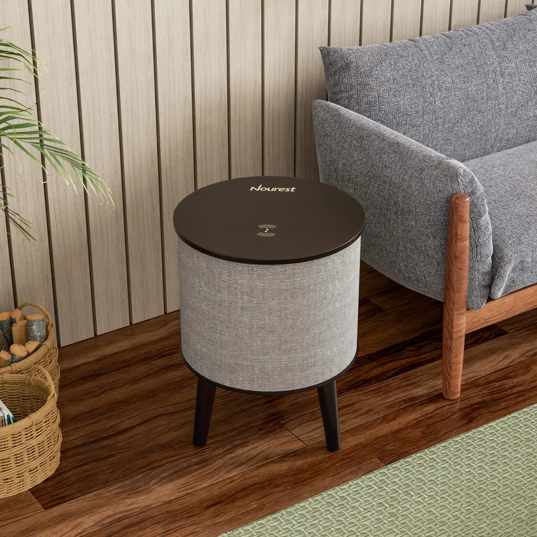 Nourest 3-in-1 Wireless Charging Side Table with Bluetooth Speaker - Black