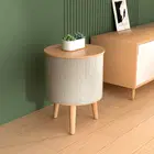 Nourest 3-in-1 Wireless Charging Side Table with Bluetooth Speaker - Oak