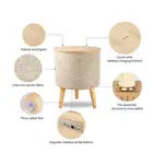 Nourest 3-in-1 Wireless Charging Side Table with Bluetooth Speaker - Oak
