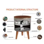 Nourest 3-in-1 Wireless Charging Side Table with Bluetooth Speaker - Oak