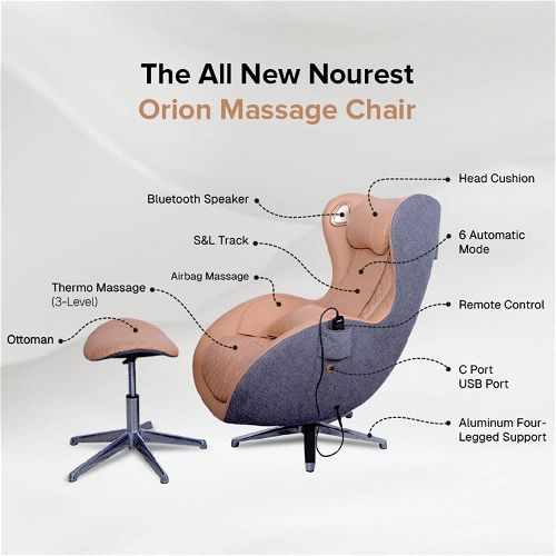Nourest Orion 3D Rocking Recline Massage chair With Ottoman-Brown