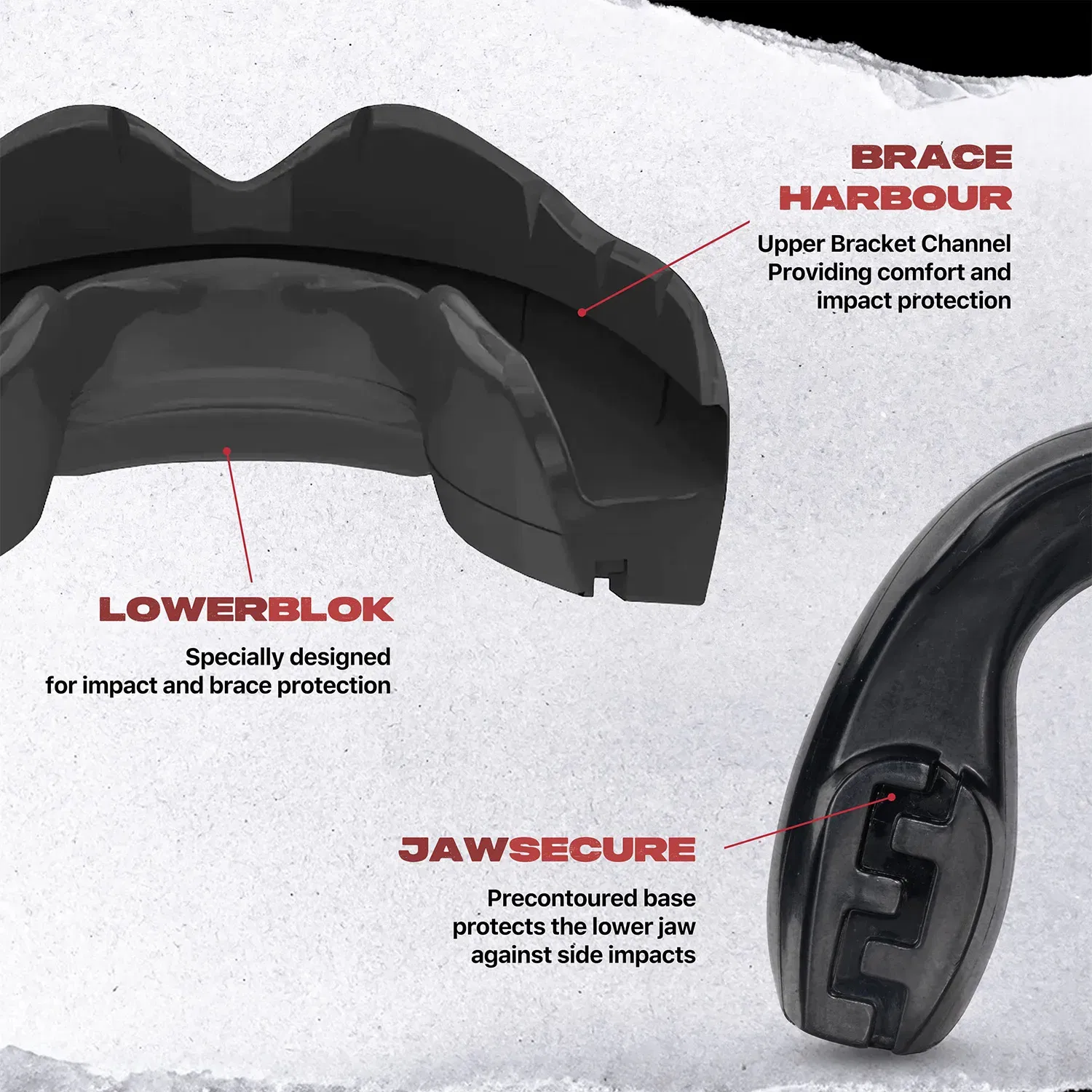 SAFEJAWZ Ortho Series Self- Fit Mouthguard for Braces - Black O/S