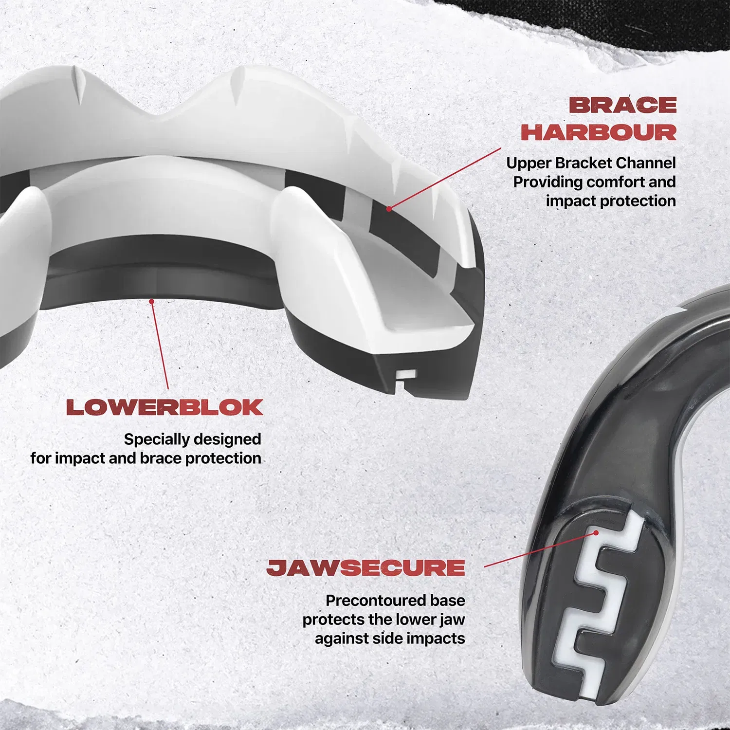 SAFEJAWZ Ortho Series Self- Fit 'Fangz' Mouthguard for Braces. O/S