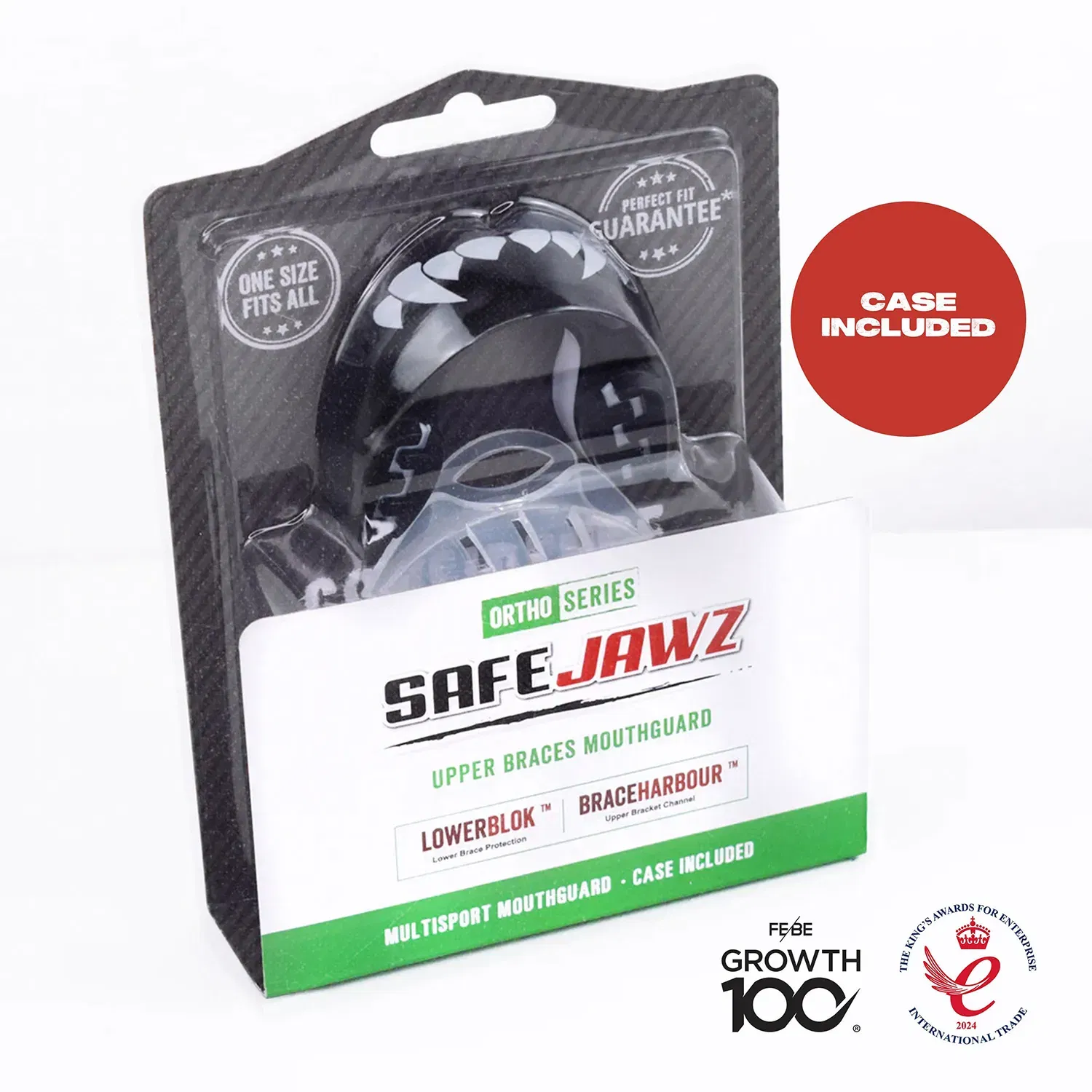 SAFEJAWZ Ortho Series Self- Fit 'Fangz' Mouthguard for Braces. O/S