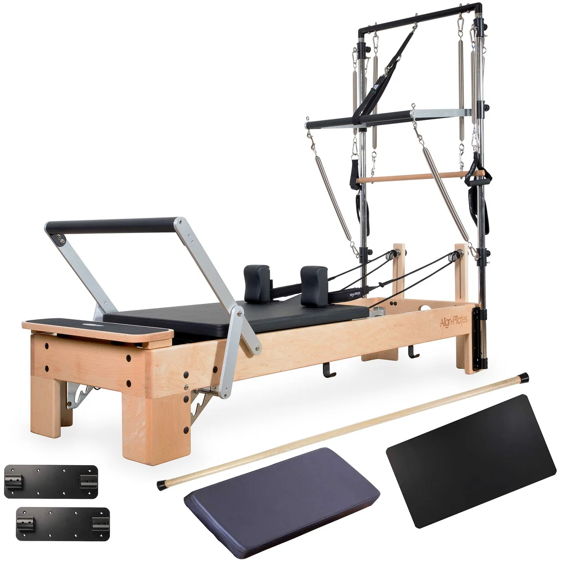 محاذاة بيلاتيس مجموعة بيلاتيس M8-Pro من خشب القيقب من Align-Pilates مع نصف جهاز إصلاح كاديلاك