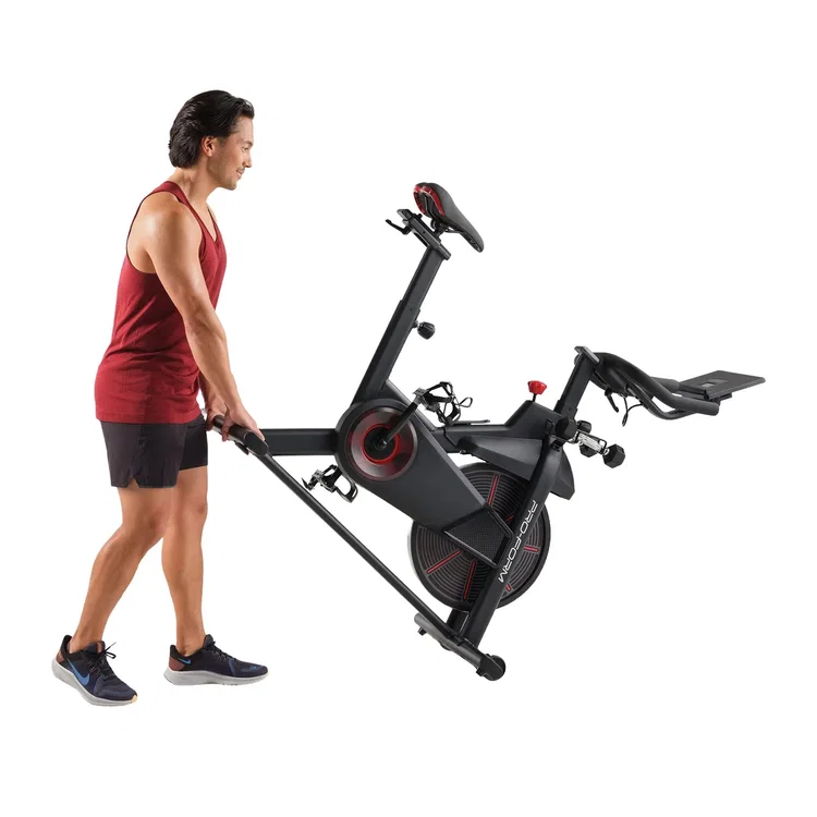 Moving the ProForm indoor cycle using its transport wheels