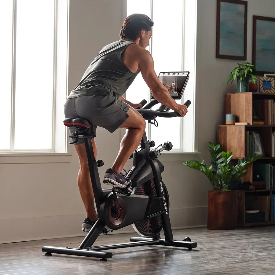 Rider training on the ProForm Pro Trainer 500 indoor cycle