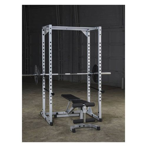 Body Solid PPR200X Powerline Power Rack + Olympic Rubber Grip Disc with Barbell Combo