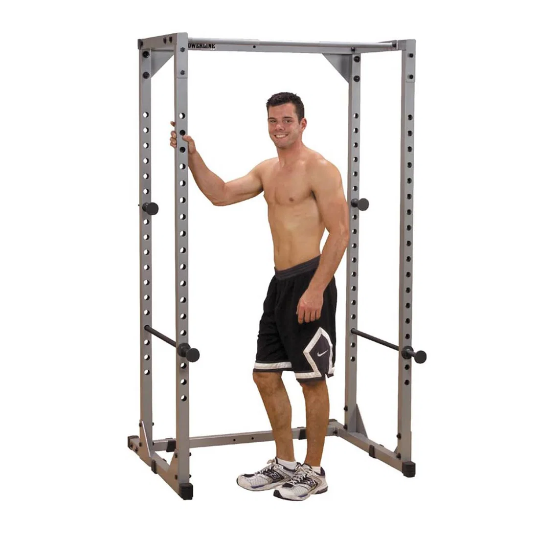 Body Solid PPR200X Powerline Power Rack + Olympic Rubber Grip Disc with Barbell Combo