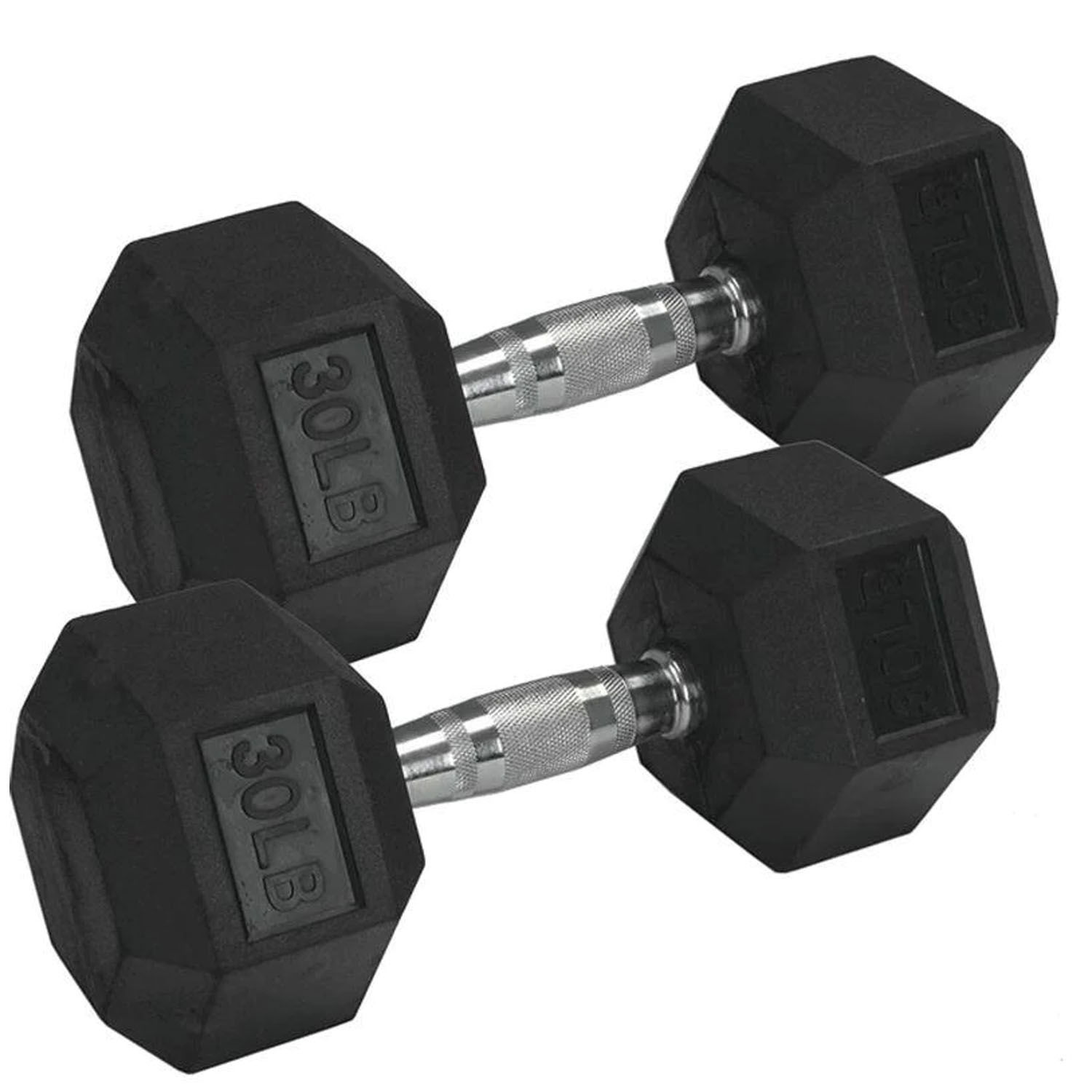1441 Fitness Black Rubber Hex Dumbbells - (Pair) - 15 LBS