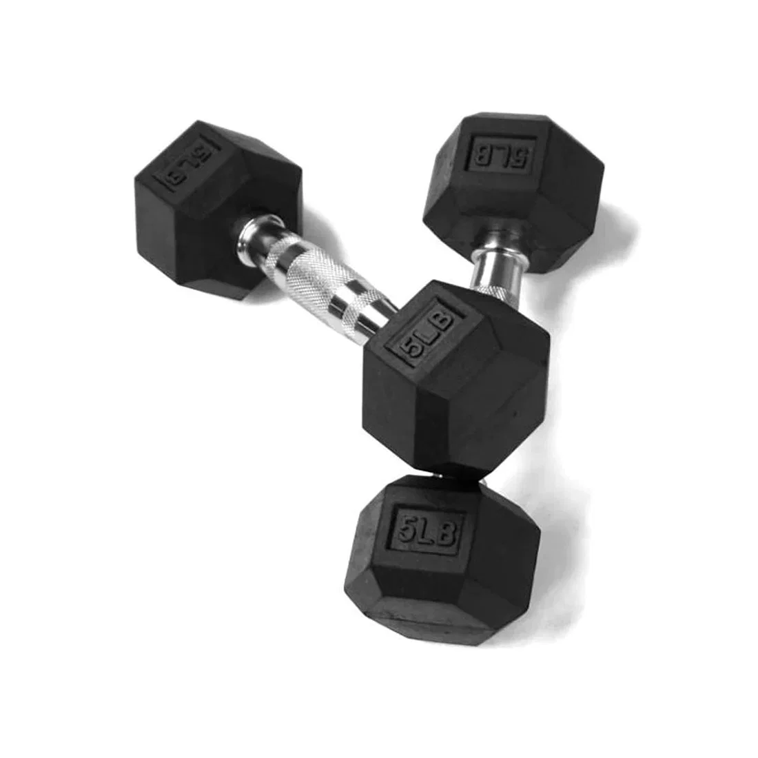 1441 لياقة دمبل سداسية مطاطية سوداء - (زوج) - 20 LBS