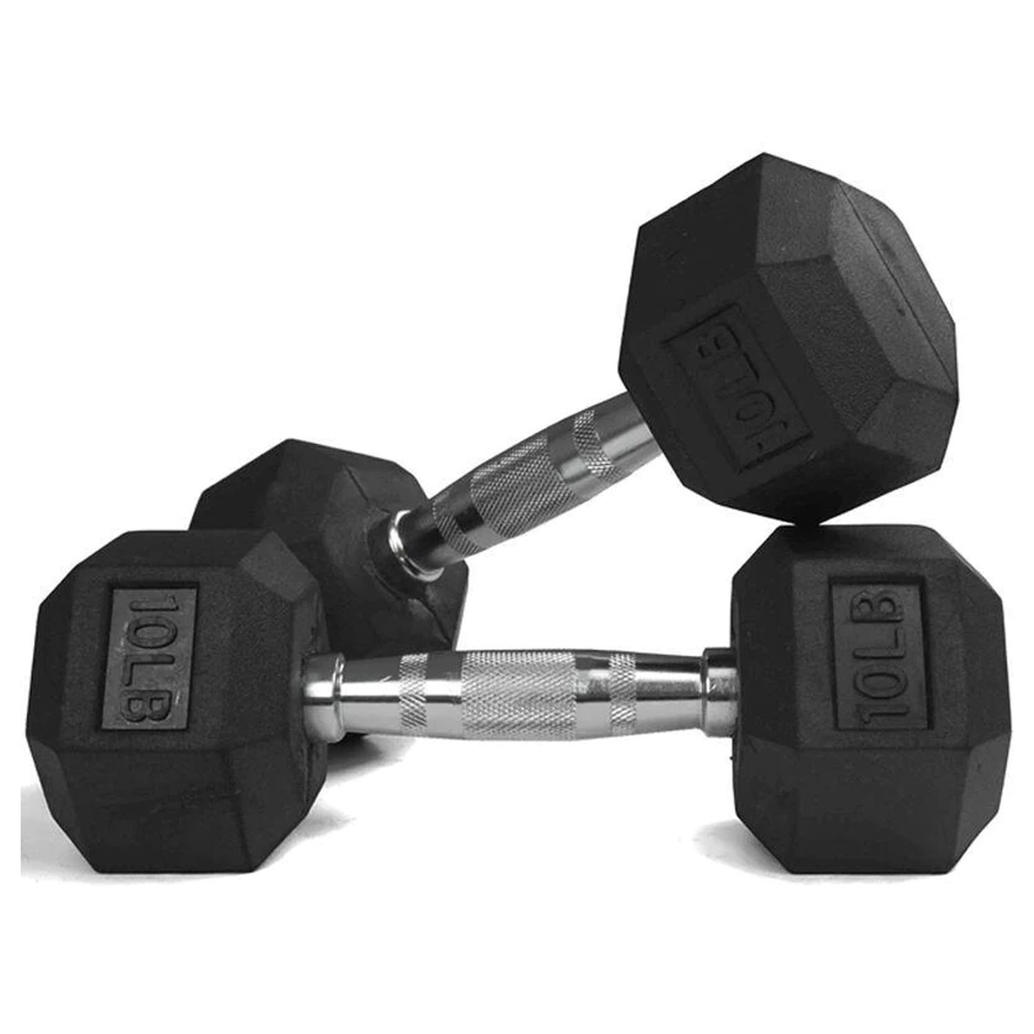 1441 Fitness Black Rubber Hex Dumbbells - (Pair) - 25 LBS
