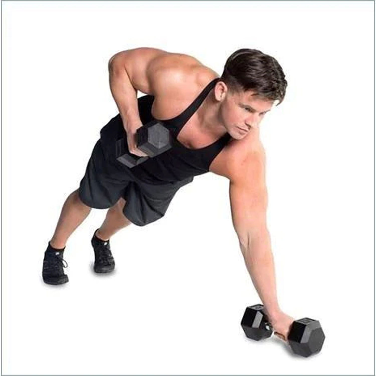 1441 Fitness Black Rubber Hex Dumbbells - (Pair) - 45 LBS