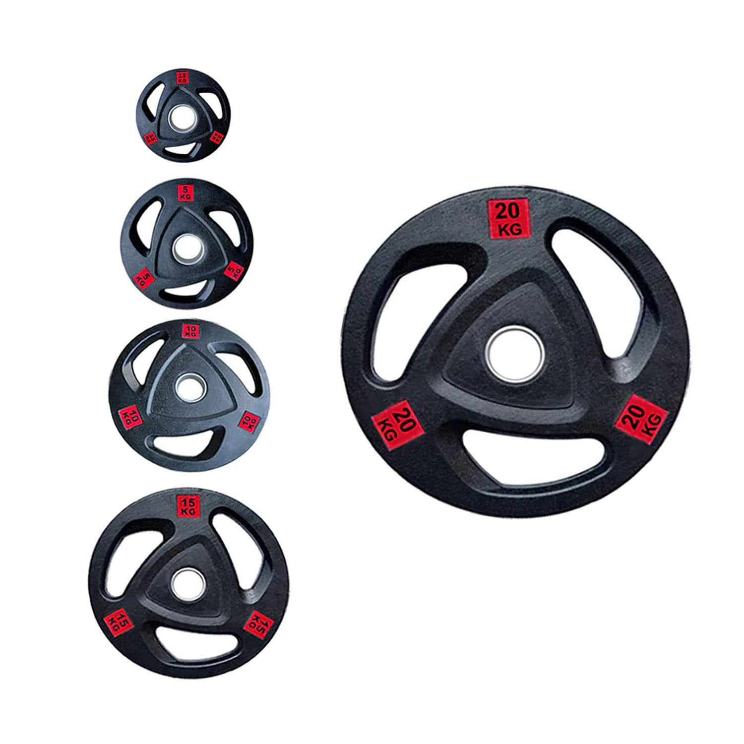 1441 Fitness Tri-Grip Olympic Rubber Plates-(Single) - 5 Kg