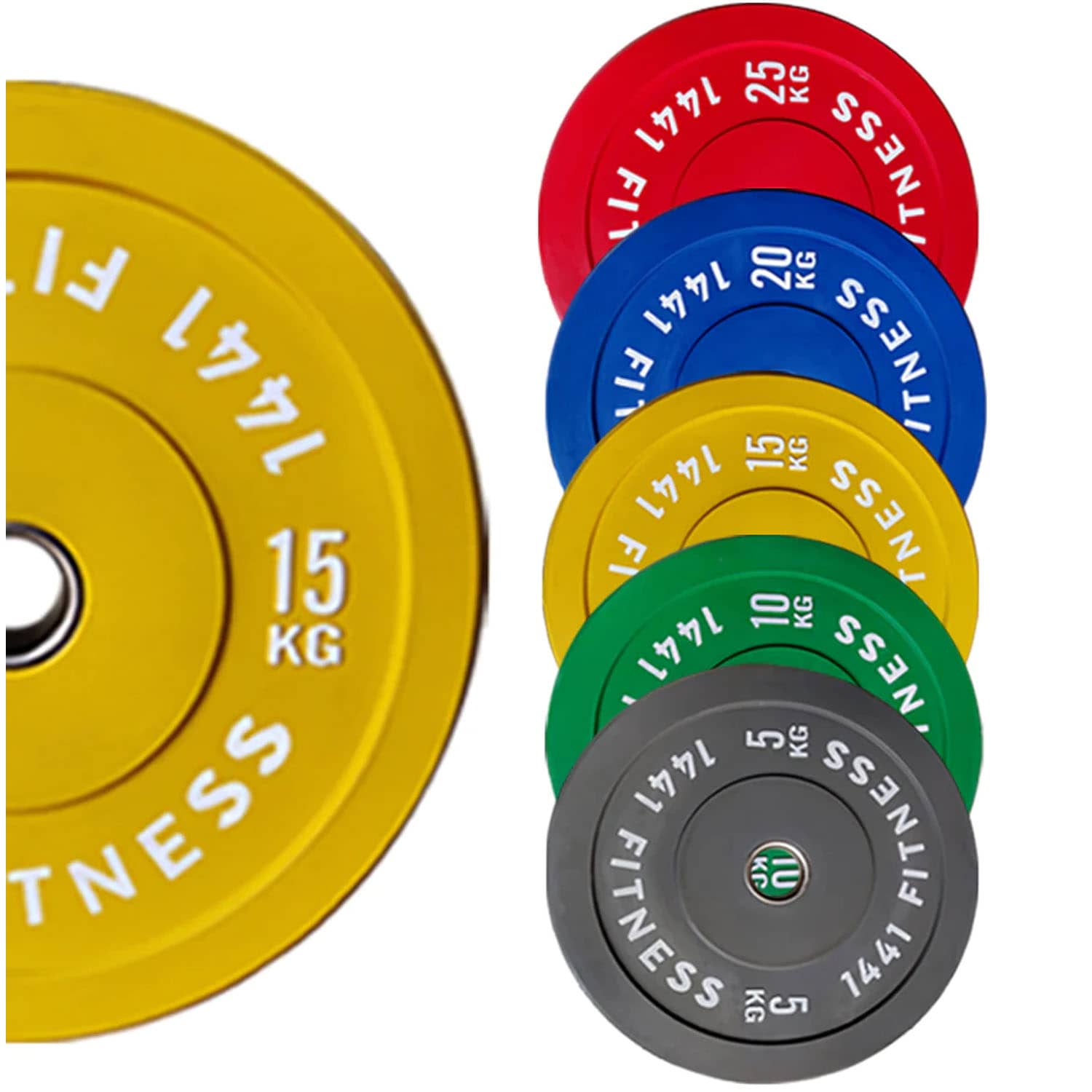 1441 Fitness Color Olympic Rubber Bumper Plates - 15 Kg