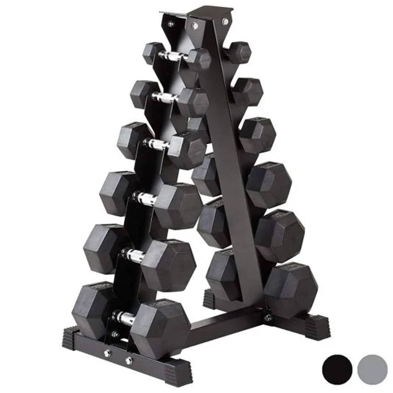 1441 Fitness Hex Dumbbell Set (2.5 To 15 Kg) With Vertical Dumbbell Rack Strength Training Equipment 6 Pairs