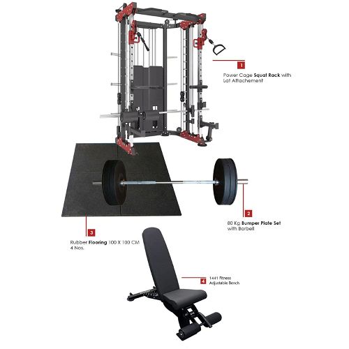 1441 Fitness Power Squat Cage Rack With Bench and Floor