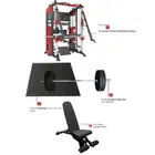 1441 Fitness Functional Trainer With Smith Machine Bench Weights and Flooring Combo Pack