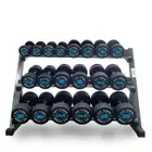 1441 Fitness Round Dumbbell Set 2.5 Kg - 25 Kg (10 Pairs) Blue With 3 Tier Rack