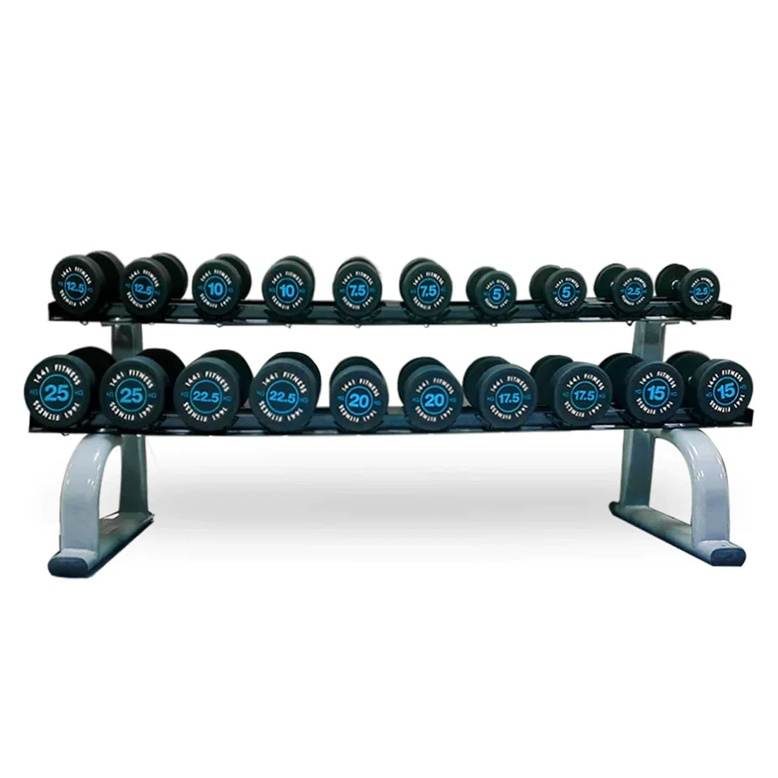 1441 Fitness  Round Dumbbell Set 2.5 Kg To 25 Kg (10 Pairs) With 2 Tier Rack