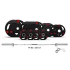 1441 Fitness 7 Ft Olympic Bar With Tri Grip Black Olympic Plates Set