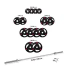 1441 Fitness 7 Ft Olympic Bar With Tri Grip Black Olympic Plates Set