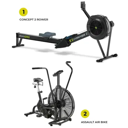 1441 Fitness Assault Air Bike + Concept 2 Rower With PM 5 Monitor