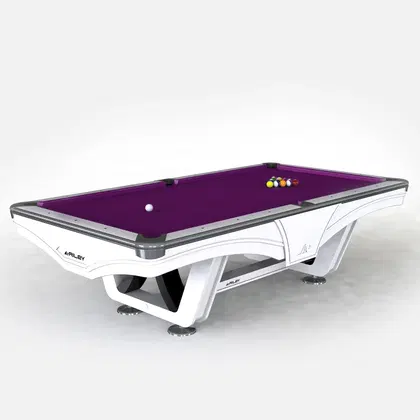 Riley England 9ft Ray Tournament American Pool Table – White/Purple