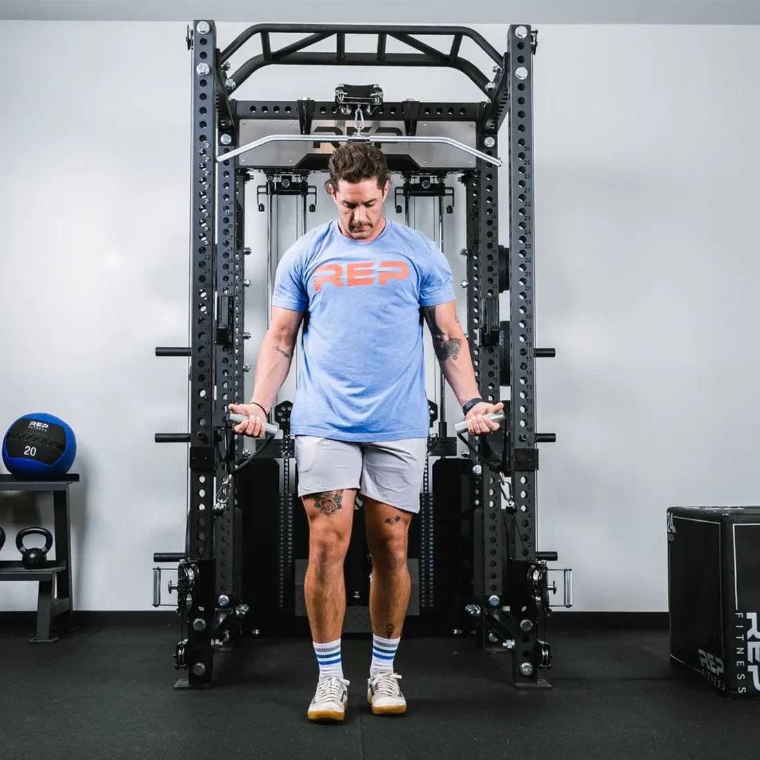 Athlete using REP Fitness Ares 2.0 cable system