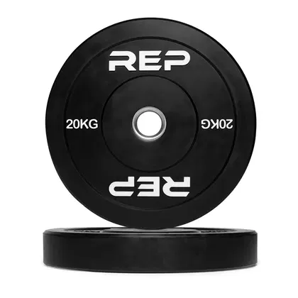 REP Fitness Fitness Black Bumper Plates - 20 KG