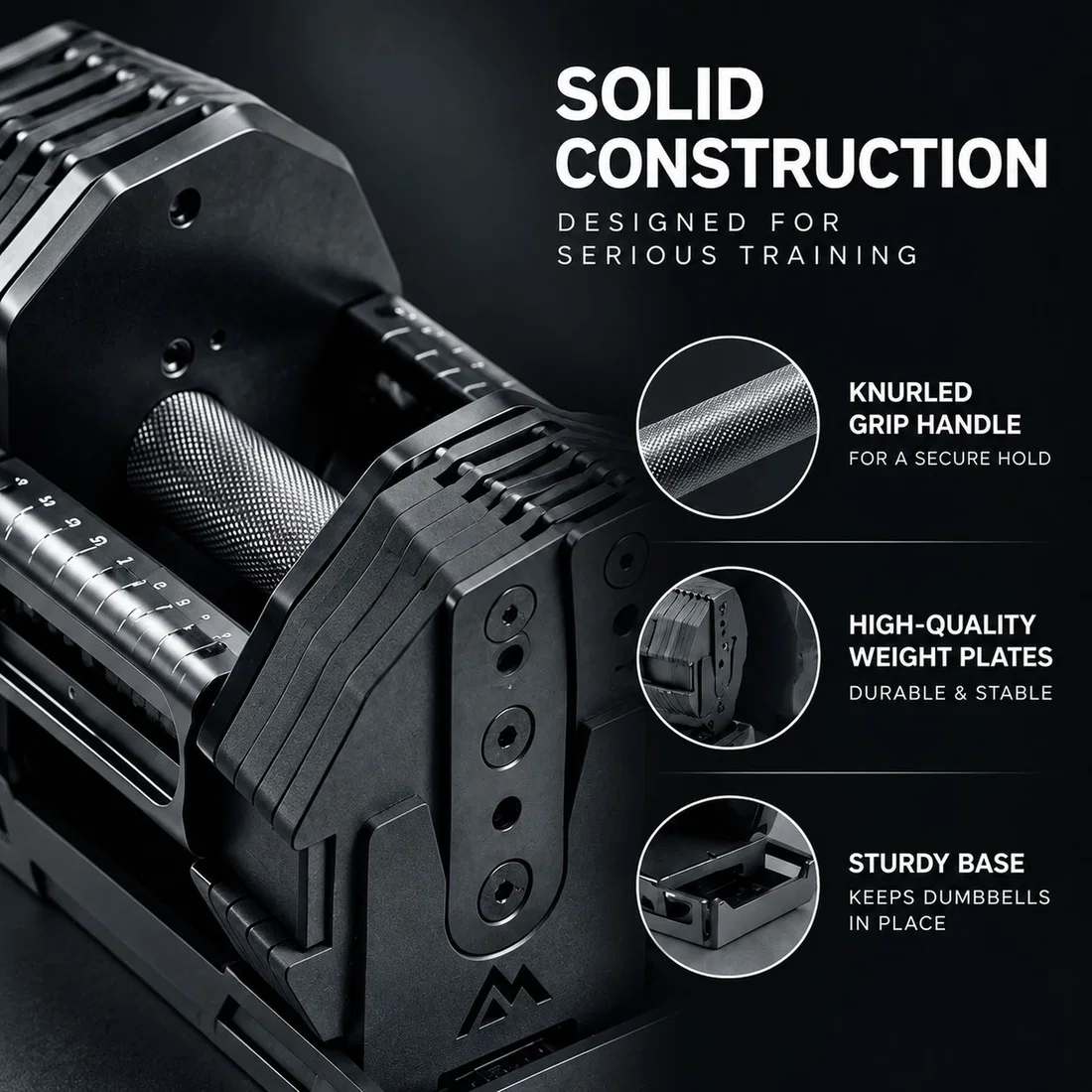 REP x PEPIN adjustable dumbbell construction detail