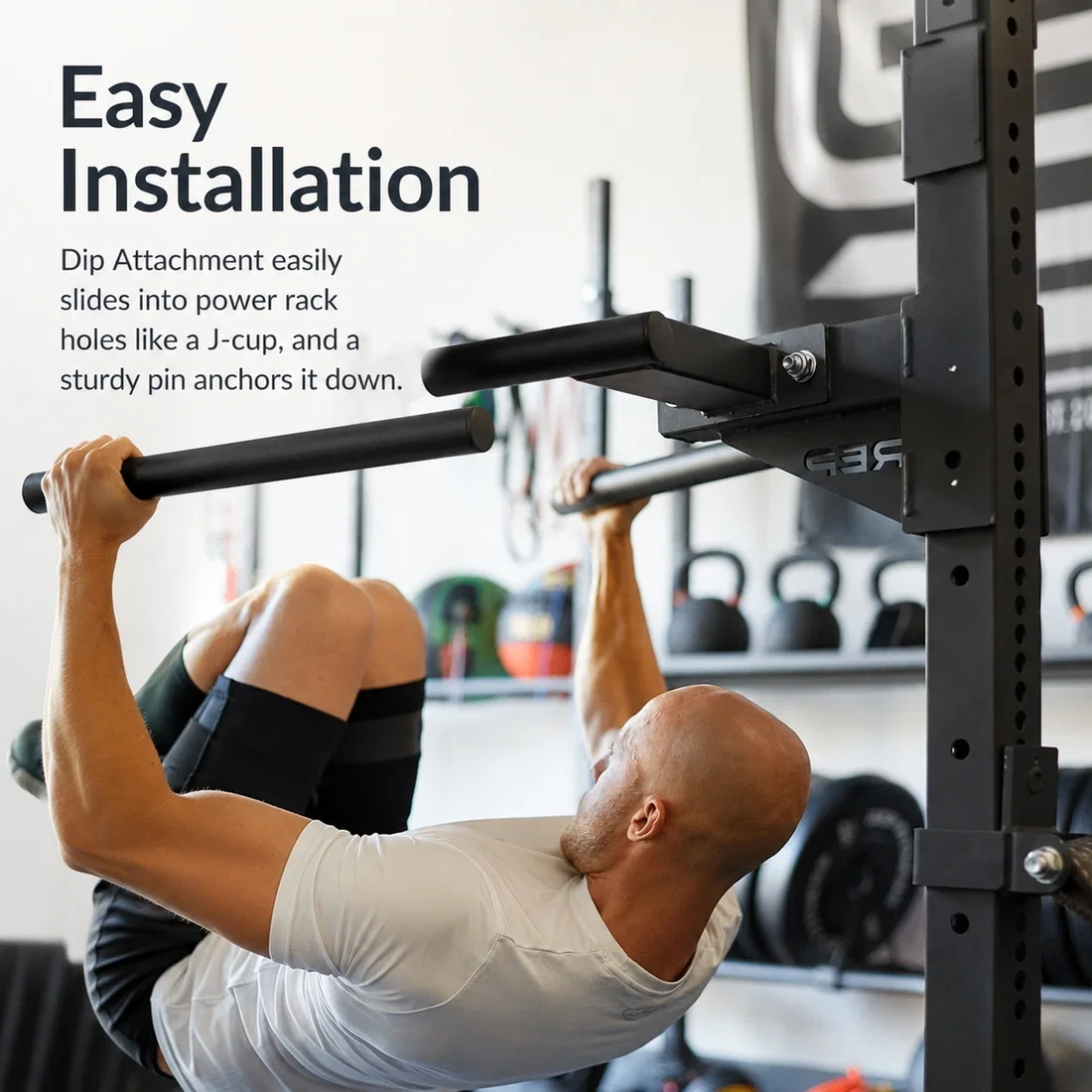 REP Fitness Dip Attachment easy rack installation