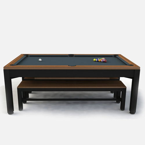 Riley England 7 Feet Continental American Pool Table with Benches and Dining Top.