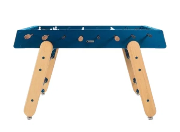 RS Barcelona Rs4 Home Foosball Table Indoor Steel Structure W/ Iroko Wood - Blue