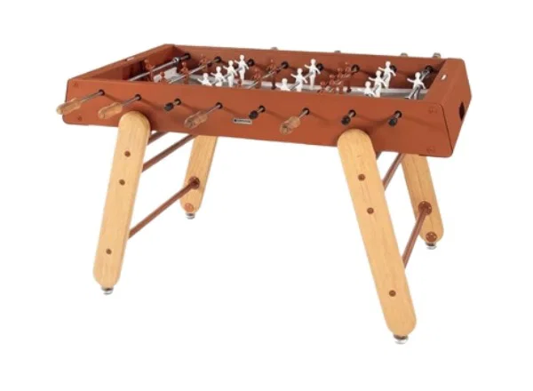 RS Barcelona Rs4 Home Foosball Table Indoor Steel Structure W/ Iroko Wood - Terracotta