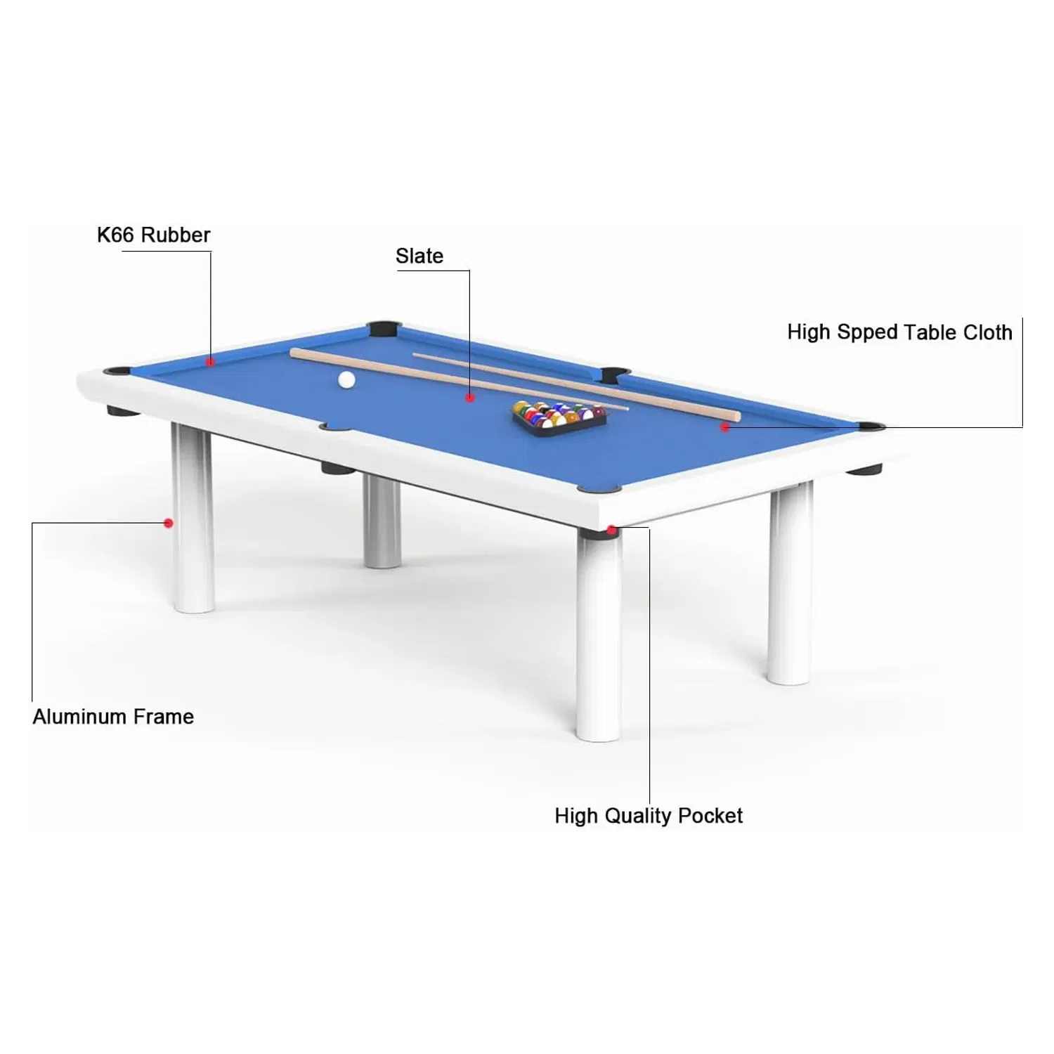 Rais  8 Feet Outdoor Pool Table - White 