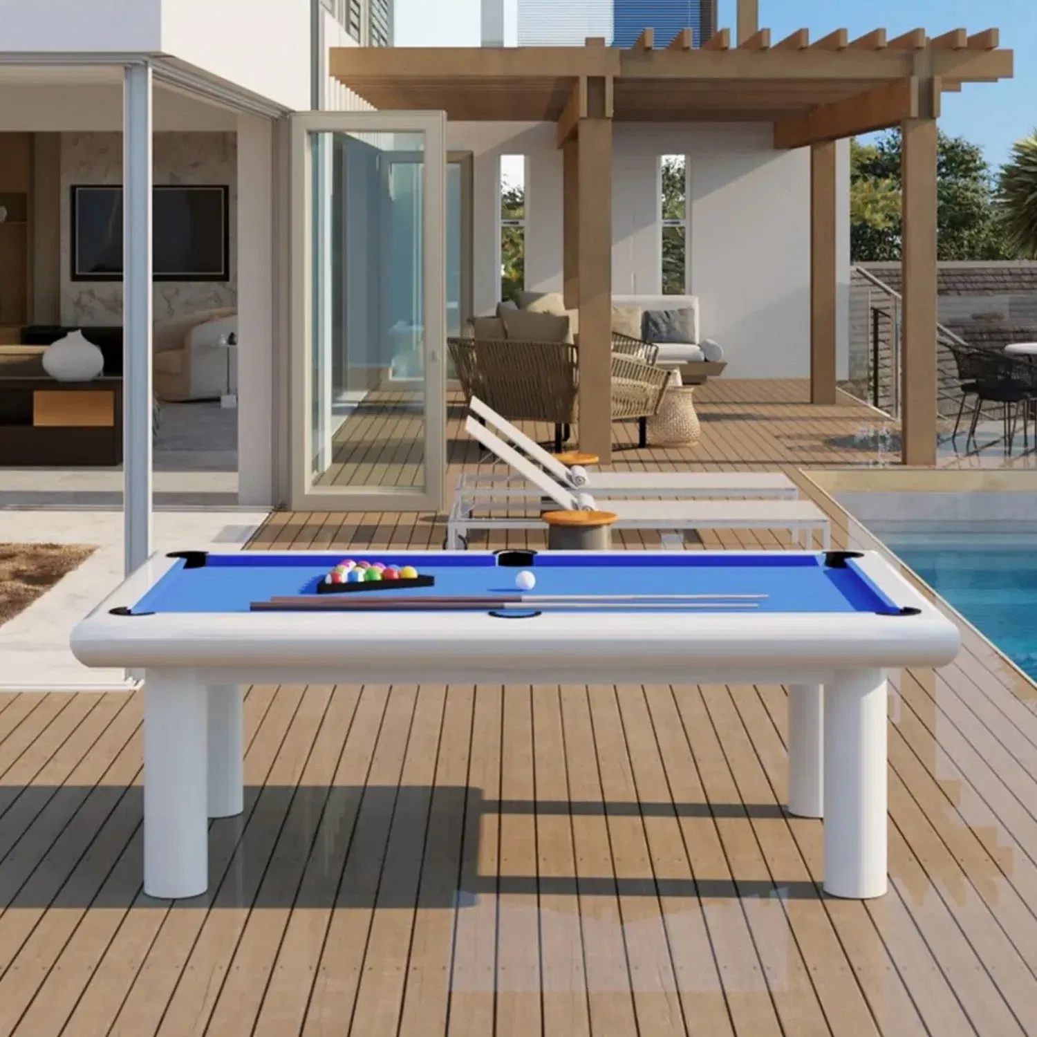 Rais  8 Feet Outdoor Pool Table - White 
