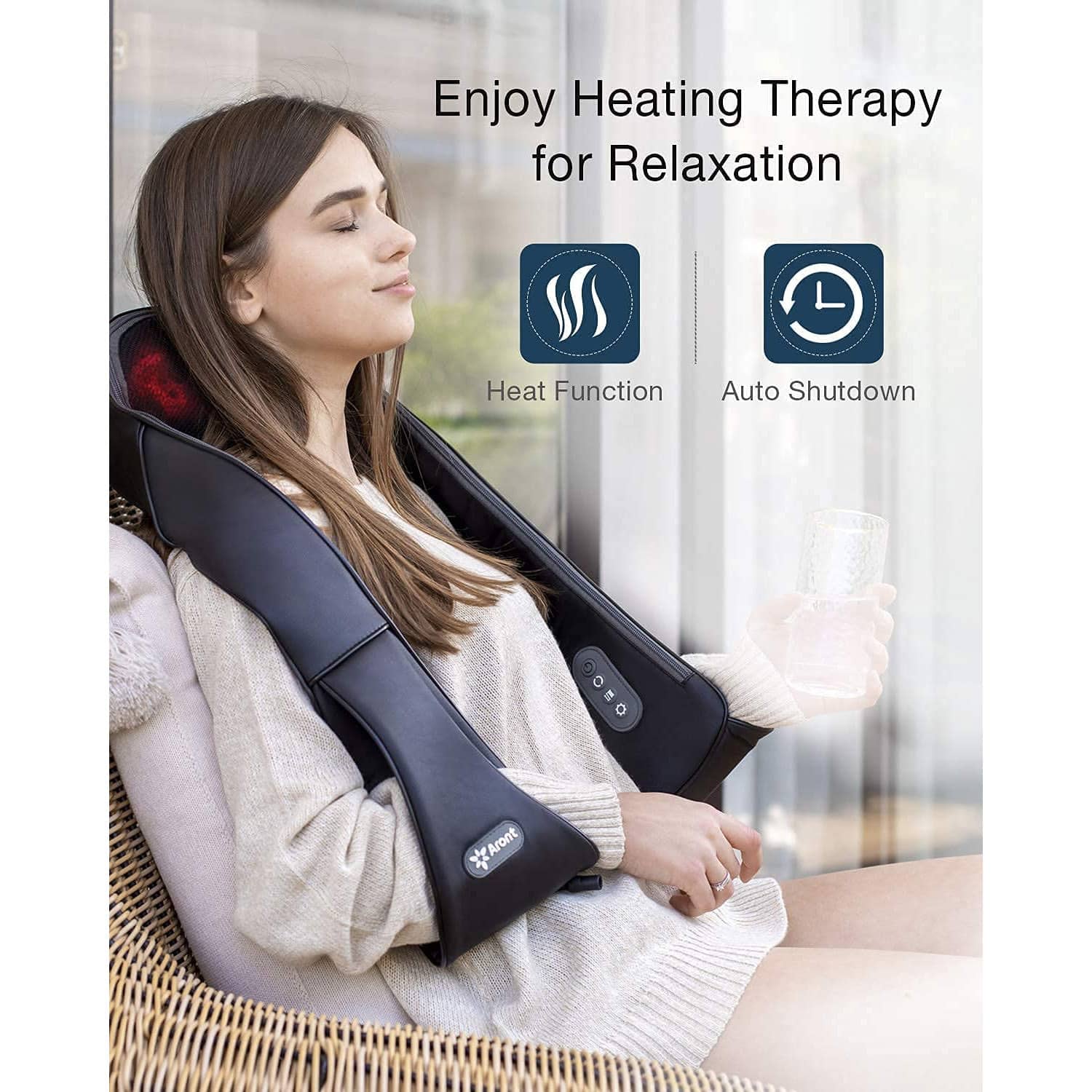 Aront Shiatsu Back Neck Massager Shoulder Massage Electric with Heat and Timing Function