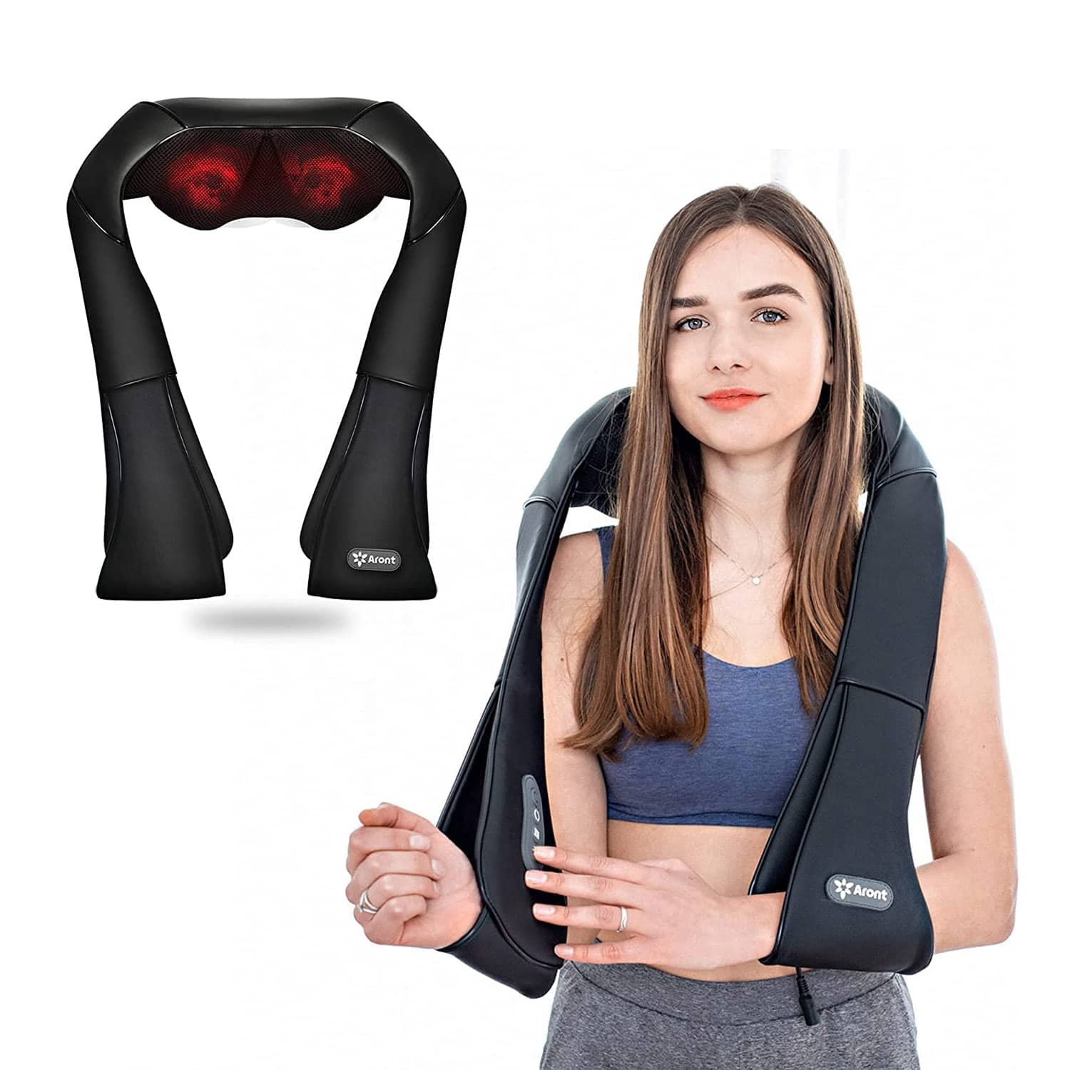 Aront Shiatsu Back Neck Massager Shoulder Massage Electric with Heat and Timing Function